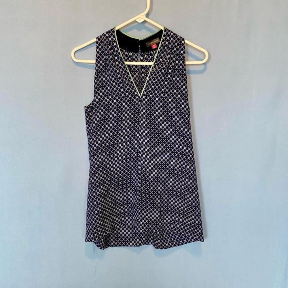 Vince Camuto Geometric Print Tank Top Loose Tunic Womens Size XS Blue Bl…